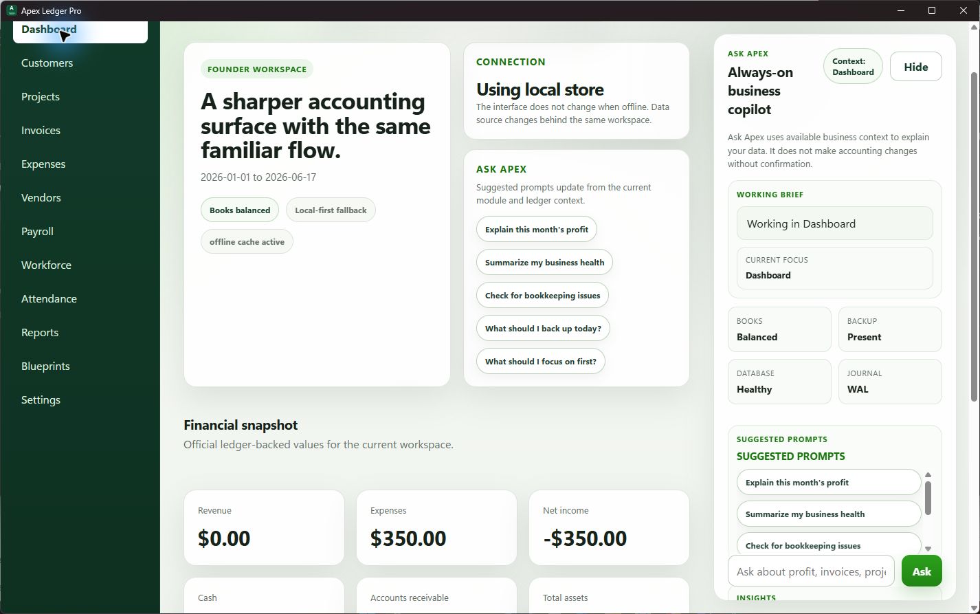 ApexLedgerPro modern dashboard