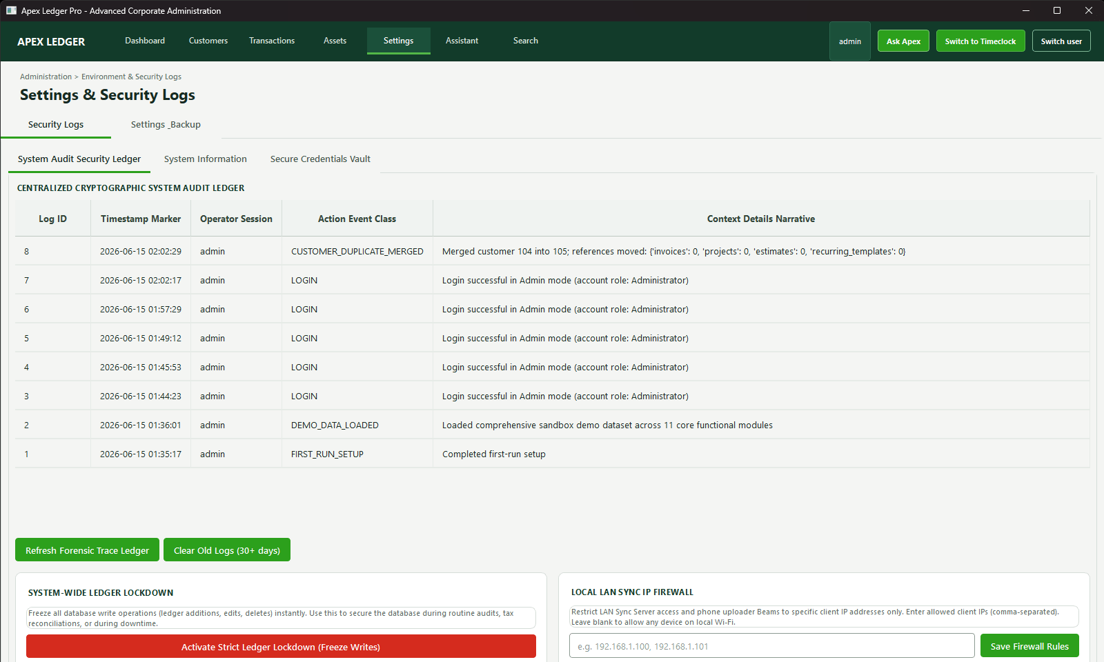 Audit log