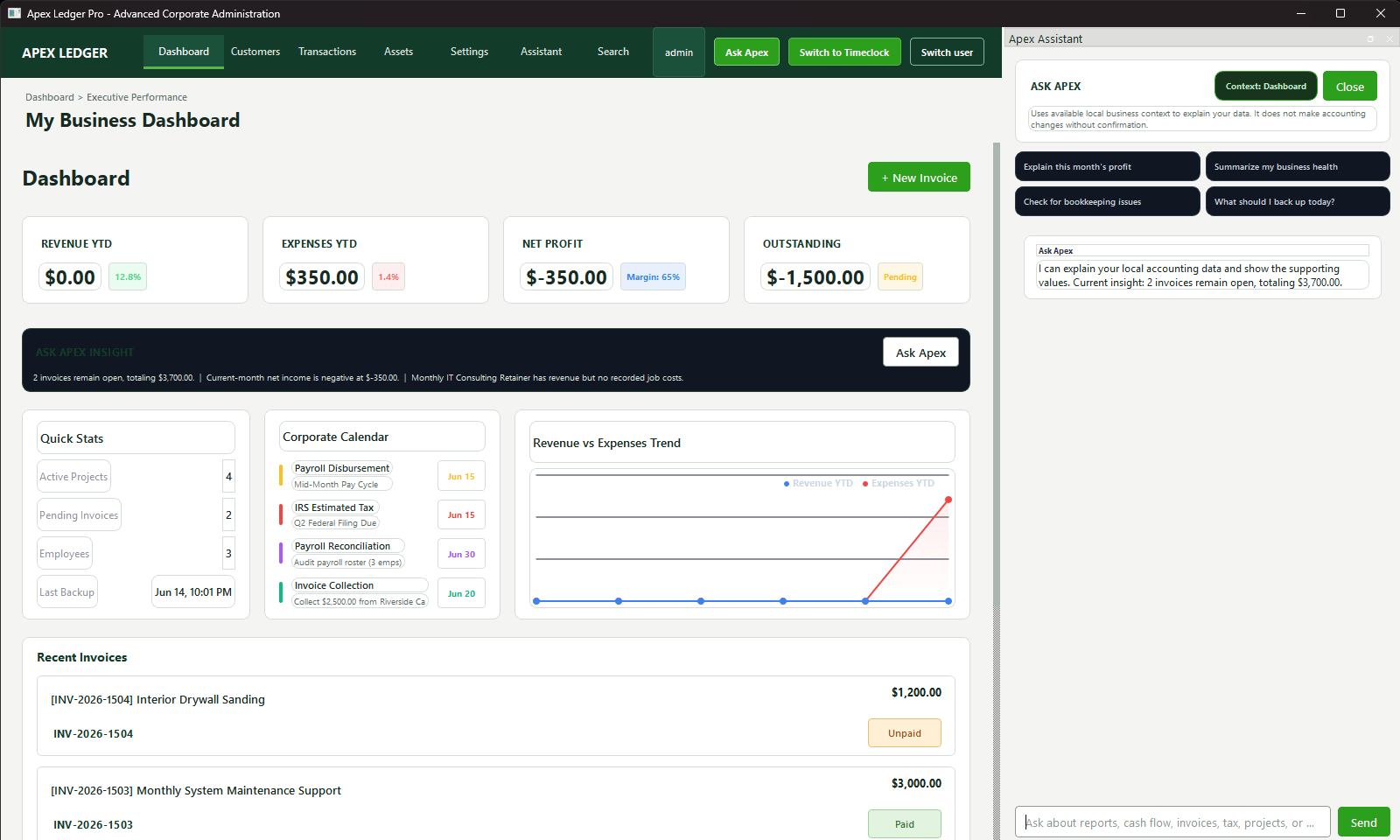 Dashboard with AI